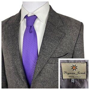 Peyman Jameh Sport Coat Italian Grey Taupe Textured Comfort 3 Button Blazer